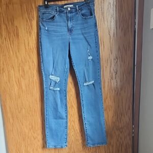 Levi's Women's Distressed Straight Leg Jeans - Blue